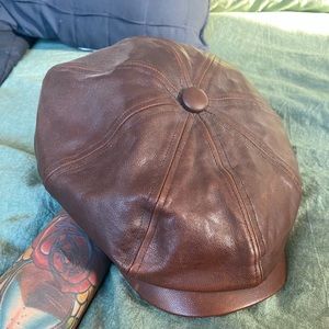 Leather Newsboy hat